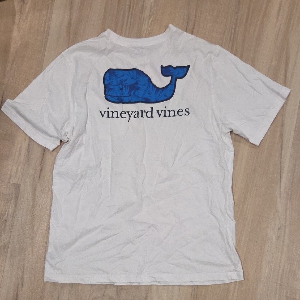 Vineyard Vines White Tee with Blue Whale Graphic